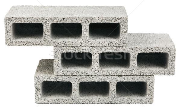 Izolált építkezés kockák három szürke beton Stock fotó © eldadcarin