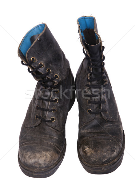 Isolated Used Army Boots - High Angle Frontal Stock photo © eldadcarin