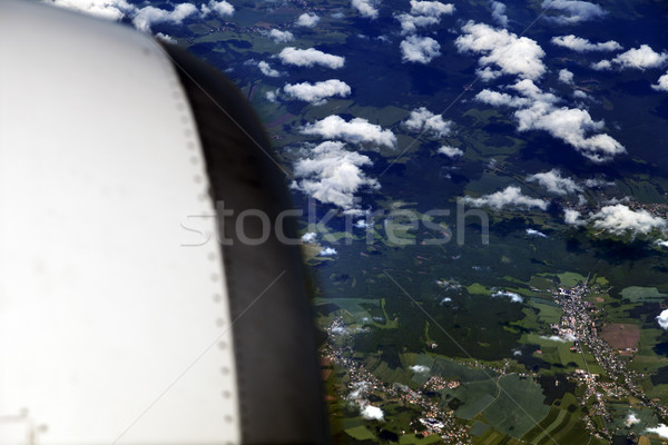 Légifelvétel felhő fedett föld felhők zöld Stock fotó © eldadcarin