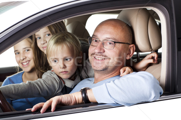 Père enfants voiture heureux blanche famille [[stock_photo]] © Elegies