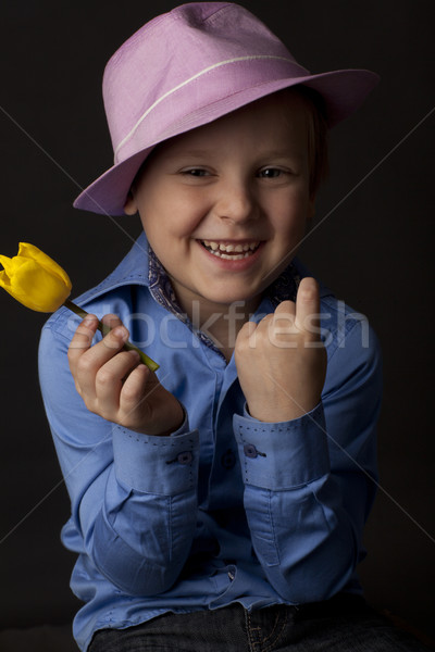 мальчика Hat цветок положительный 5 лет желтый цветок Сток-фото © Elegies