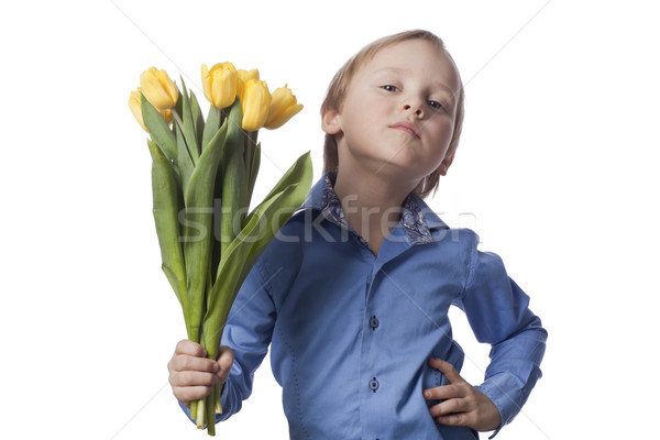 мальчика цветок положительный 5 лет ребенка синий Сток-фото © Elegies