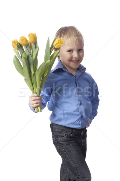 мальчика цветок положительный 5 лет ребенка синий Сток-фото © Elegies