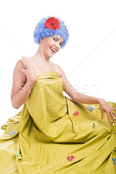 positive girl with blue hair Stock photo © Elegies