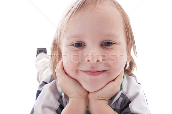 Mosolyog fiú zárt kamera pozitív kaukázusi Stock fotó © Elegies