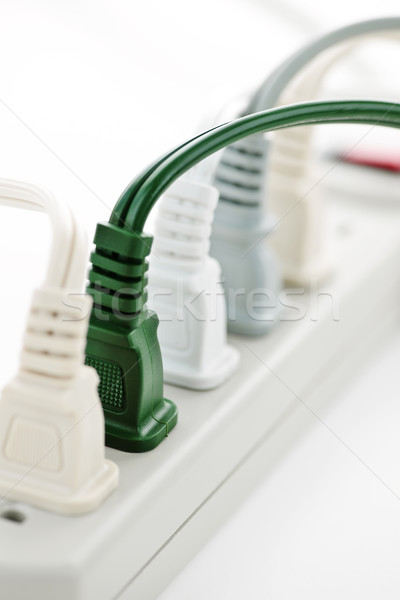 Wires plugged into power bar Stock photo © elenaphoto