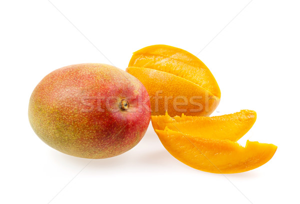 Stock fotó: Mangó · gyümölcsök · egész · vág · gyümölcs · szeletek