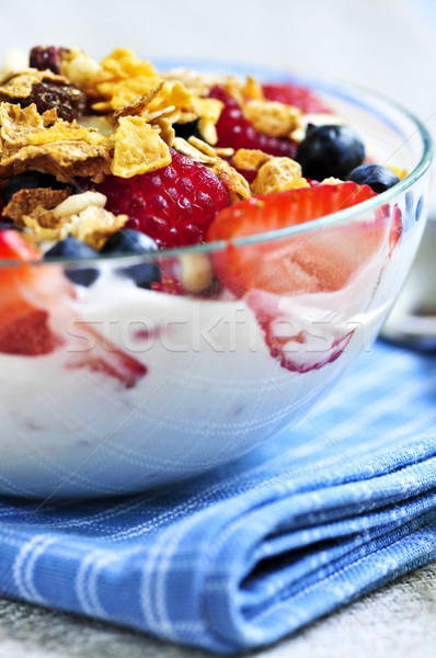 Joghurt bogyók granola adag friss egészség Stock fotó © elenaphoto