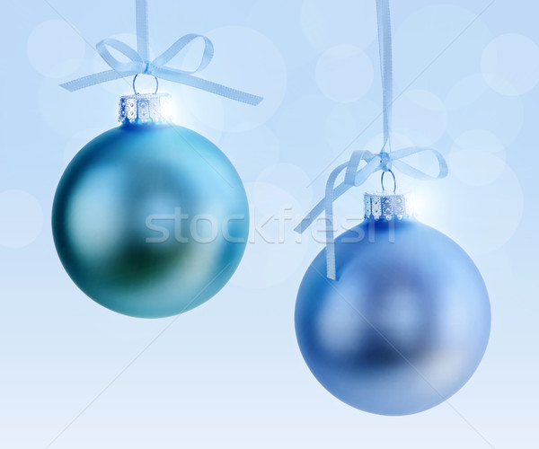 Deux Noël ornements décorations suspendu Photo stock © elenaphoto