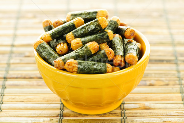 Reis Algen maki Schüssel japanisch Essen Stock foto © elenaphoto
