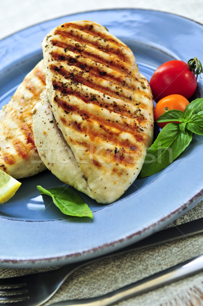 Gegrilde kip borsten plaat verse groenten gezondheid kip Stockfoto © elenaphoto