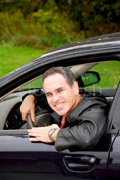 男子 汽車 微笑 快樂 看 窗口 商業照片 © elenaphoto