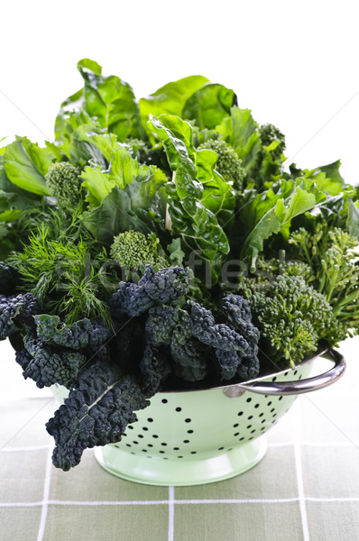 Oscuro verde hortalizas verduras frescas metal salud Foto stock © elenaphoto