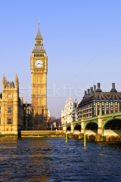 Big Ben Westminster Brücke London Wasser Gebäude Stock foto © elenaphoto
