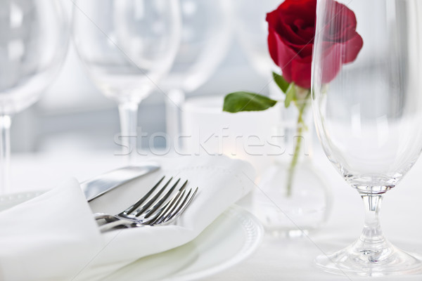 Romantische diner restaurant tabel steeg kaars Stockfoto © elenaphoto