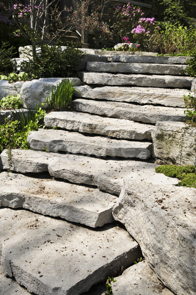 Natürlichen Stein Landschaftsbau Haus Wand Design Stock foto © elenaphoto