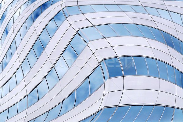 Futuristico grattacielo abstract distorto edificio per uffici muri Foto d'archivio © elenaphoto