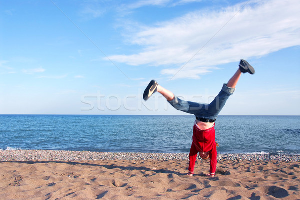 Stock foto: Mädchen · junge · Mädchen · Strand · Hand · Kinder · Kinder