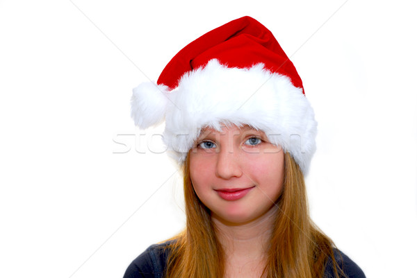 Fille portrait jeune fille chapeau isolé [[stock_photo]] © elenaphoto
