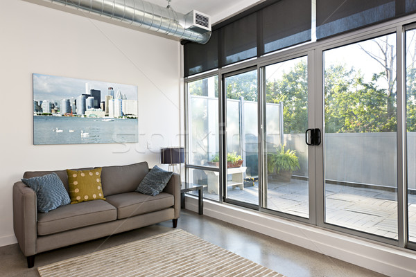 Modern living room and balcony Stock photo © elenaphoto