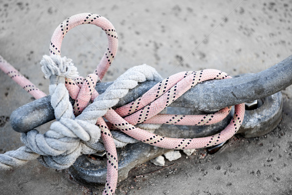 Stock photo: Ropes on cleat