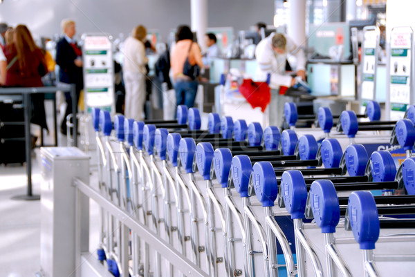 Stockfoto: Passagiers · luchthaven · bagage · moderne · internationale · menigte