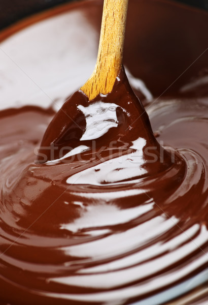 Chocolate cuchara cuchara de madera suave ricos Foto stock © elenaphoto