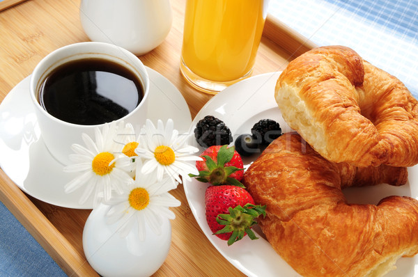 Ontbijt geserveerd dienblad zonnige ochtend huis Stockfoto © elenaphoto