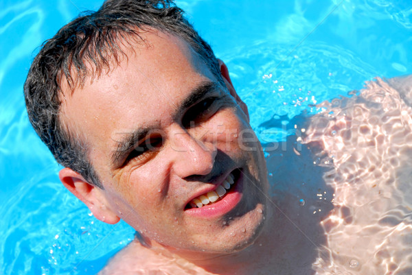 Adam yüzme havuzu portre mutlu su yüz Stok fotoğraf © elenaphoto