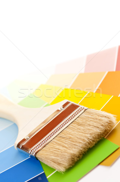 Paint brush with color cards Stock photo © elenaphoto