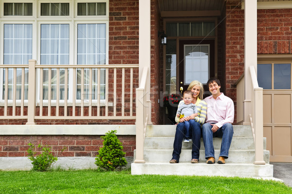 Foto stock: Família · feliz · casa · jovem · família · sessão