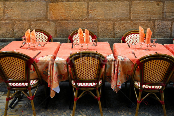 Restaurante patio aire libre medieval calle región Foto stock © elenaphoto