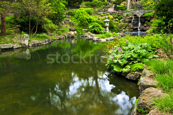 Cascada estanque japonés jardín agua primavera Foto stock © elenaphoto
