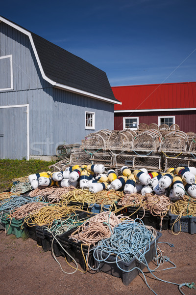 Lobster traps, floats and rope Stock photo © elenaphoto