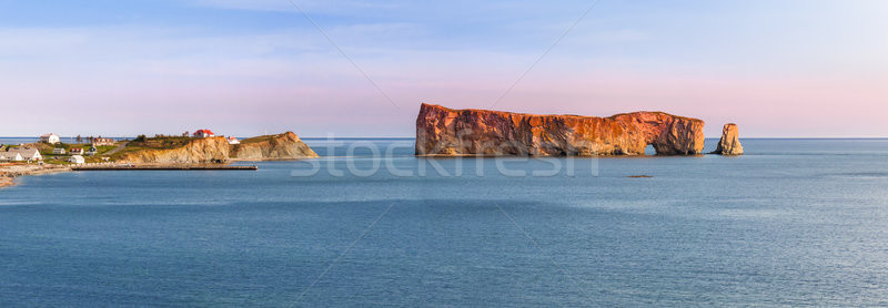 Foto stock: Rocha · panorama · pôr · do · sol · panorâmico · ver · península