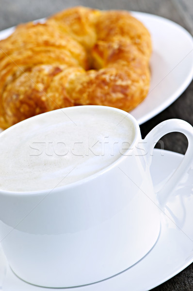 Latte coffee and croissant Stock photo © elenaphoto