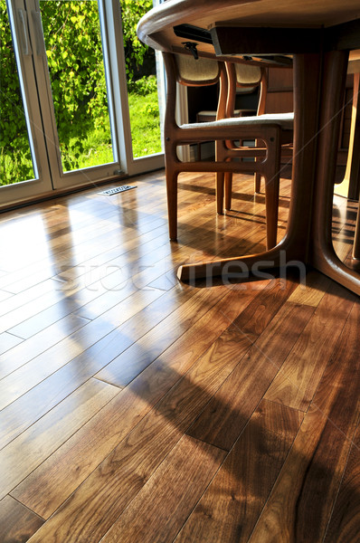 Piso de madeira madeira de lei piso residencial casa Foto stock © elenaphoto