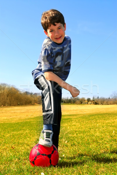 少年 サッカーボール 肖像 赤 外 ストックフォト © elenaphoto