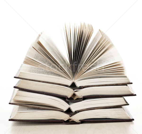 Ouvrir livres vieux relié cuir [[stock_photo]] © elenaphoto