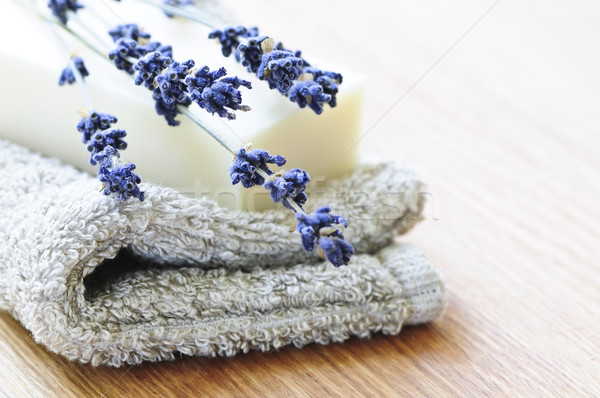 Lavendel zeep bar natuurlijke aromatherapie gedroogd Stockfoto © elenaphoto