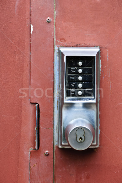 Security lock on metal door Stock photo © elenaphoto