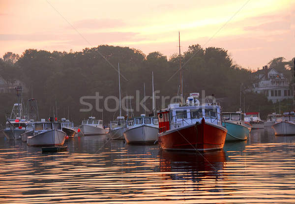 рыбалки лодках закат Мэн рыбы Сток-фото © elenaphoto