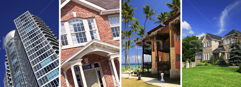 Onroerend collage verschillend huis gebouw home Stockfoto © elenaphoto