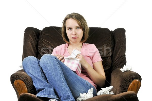 Teenage girl with a cold Stock photo © elenaphoto