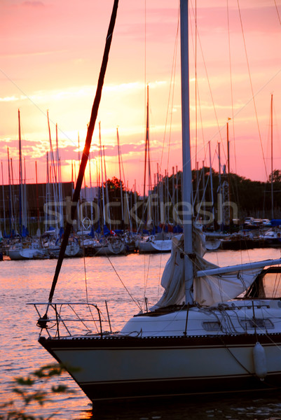 Yacht coucher du soleil voile belle port eau [[stock_photo]] © elenaphoto