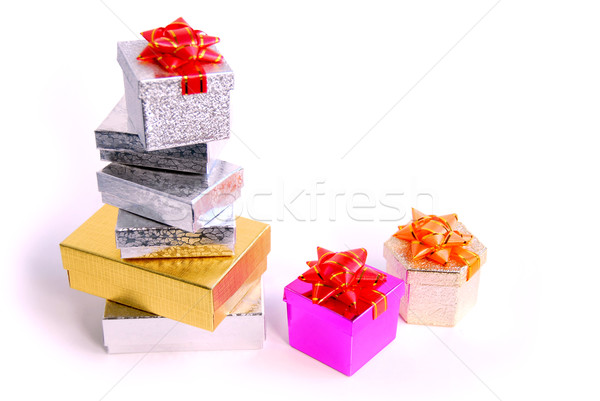 Cajas de regalo blanco cumpleanos fondo compras cuadro Foto stock © elenaphoto