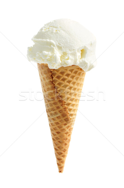 Vaniglia gelato zucchero cono isolato bianco Foto d'archivio © elenaphoto
