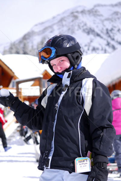 Child at downhill skiing resort Stock photo © elenaphoto