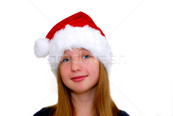 Fille portrait jeune fille chapeau isolé [[stock_photo]] © elenaphoto