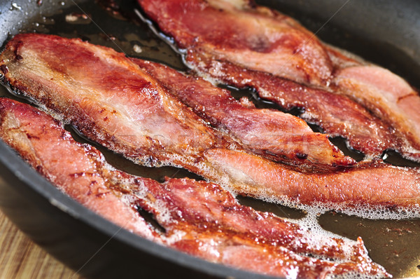 Bacon frigideira tiras carne de volta porco Foto stock © elenaphoto